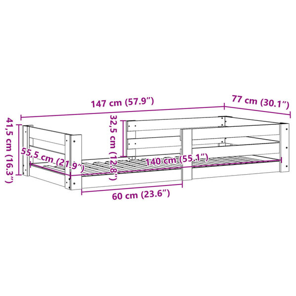vidaXL Σκελετός Κρεβ. Χωρίς Στρώμα Καφέ Κεριού 70x140 εκ Μασίφ Πεύκο