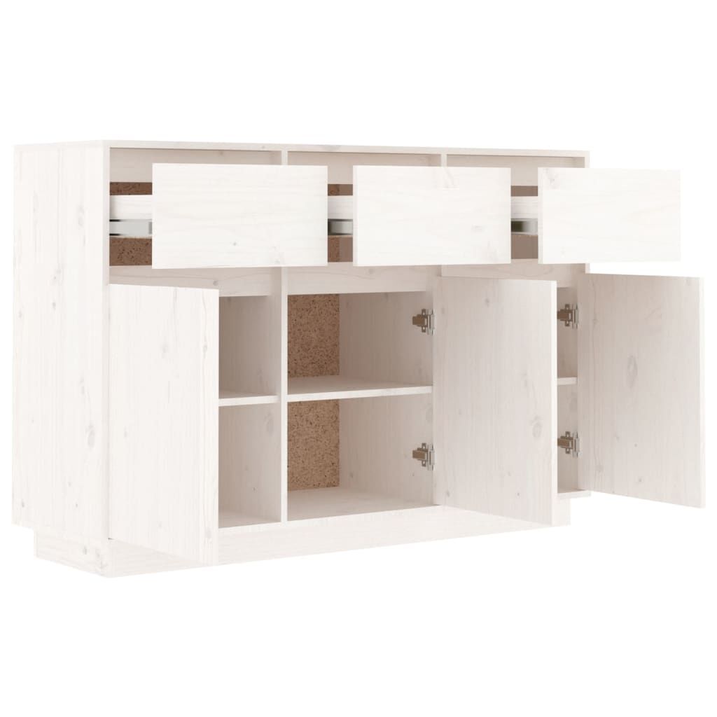 vidaXL Μπουφές Λευκός 110 x 34 x 75 εκ. από Μασίφ Ξύλο Πεύκου