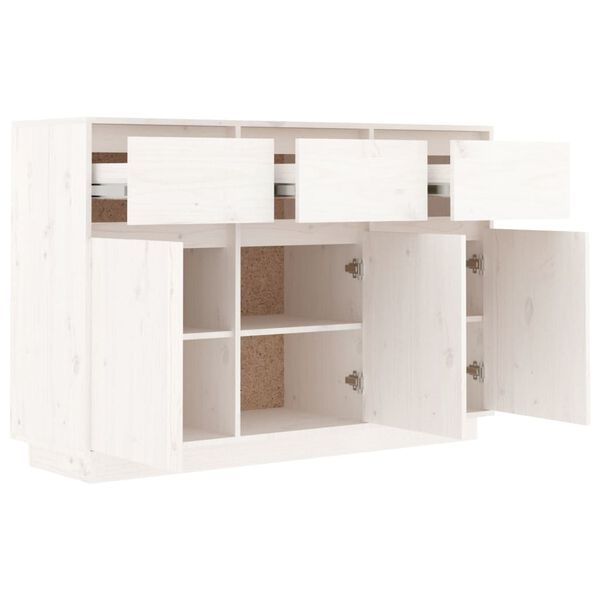 vidaXL Μπουφές Λευκός 110 x 34 x 75 εκ. από Μασίφ Ξύλο Πεύκου