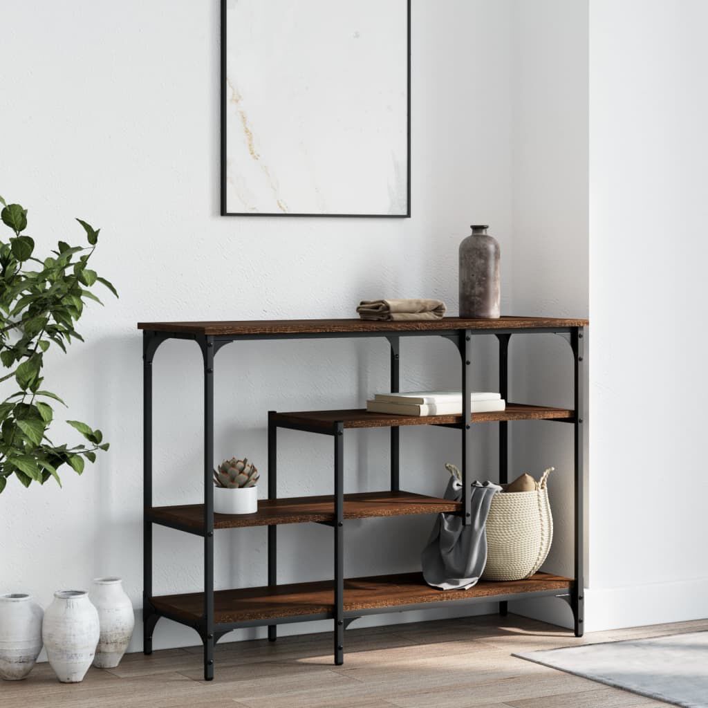 vidaXL Τραπέζι Κονσόλα με Ράφια Καφέ Δρυς 100 x 35 x 75 εκ.