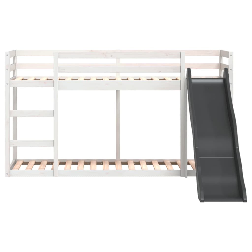 vidaXL Κουκέτα με Τσουλήθρα/Σκάλα Λευκό 75x190 εκ. Μασίφ Ξύλο Πεύκου