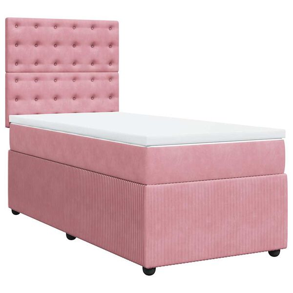 vidaXL Κρεβάτι Boxspring με Στρώμα Ροζ 80 x 200 εκ. Βελούδινο