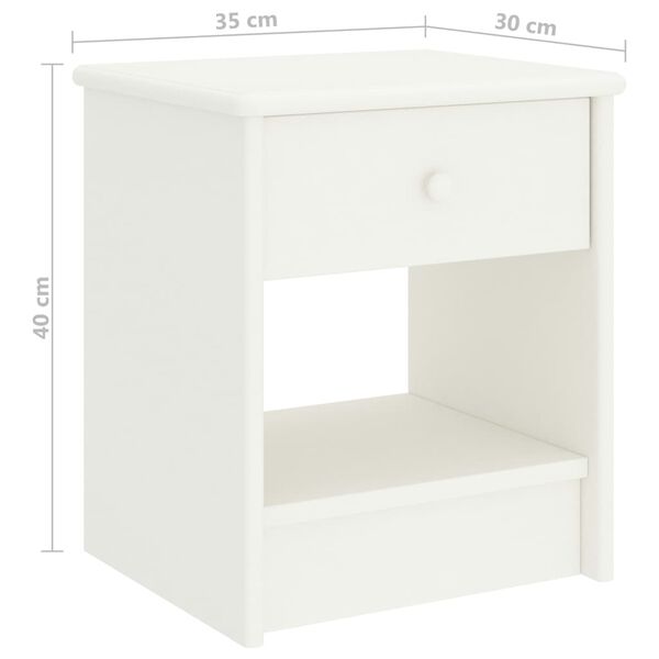 vidaXL Κομοδίνο Λευκό 35 x 30 x 40 εκ. Μασίφ Ξύλο Πεύκου