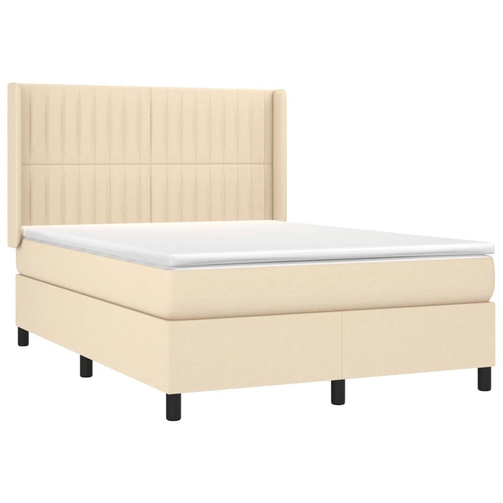 vidaXL Κρεβάτι Boxspring με Στρώμα Κρεμ 140x200 εκ. Υφασμάτινο