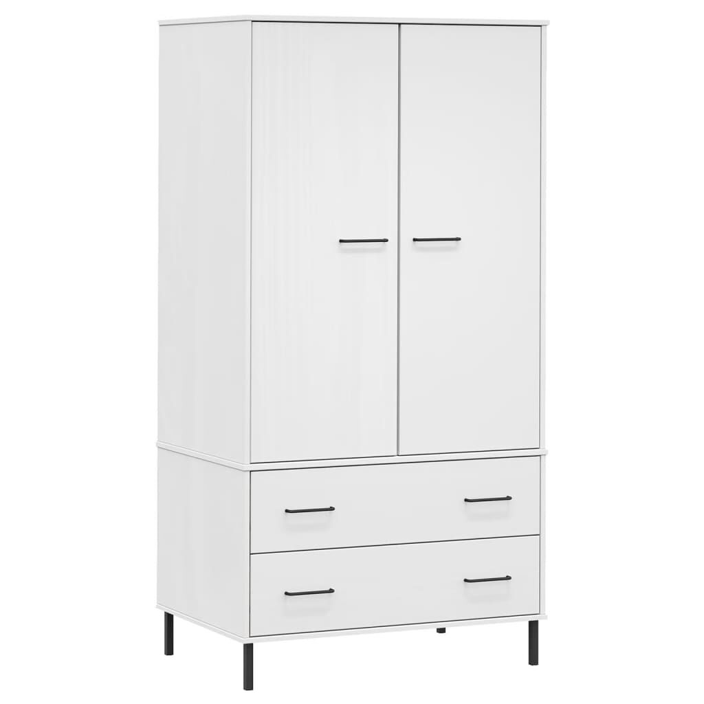 vidaXL Ντουλάπα OSLO Λευκή 90x55x172,5 εκ. Μασίφ Ξύλο με Μετ. Πόδια