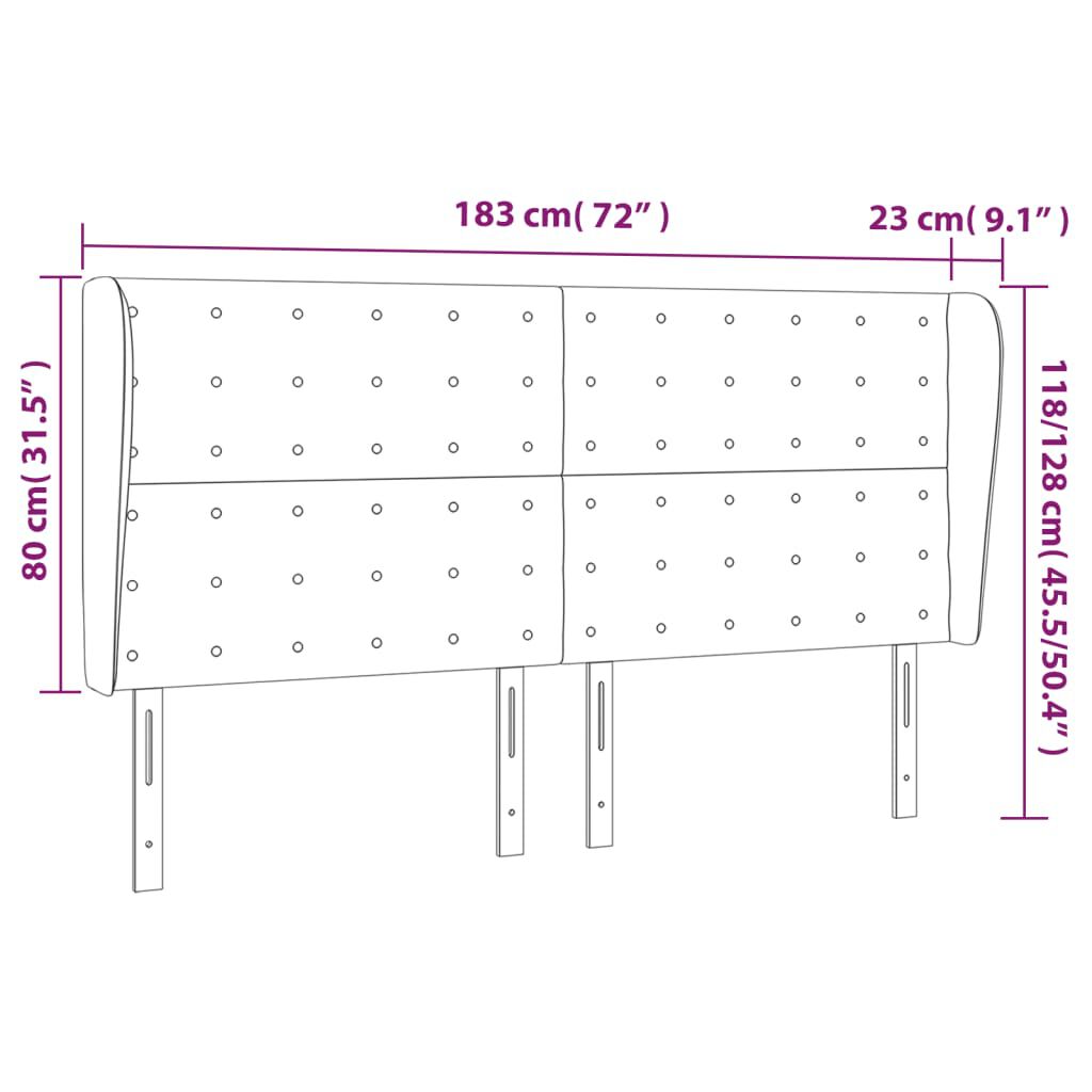 vidaXL Κεφαλάρι με Πτερύγια Πράσινο 183x23x118/128 εκ. Βελούδινο