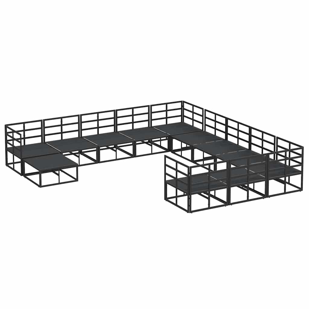 vidaXL Σετ Καναπέ Κήπου 12 pcs Μαύρο Αλουμίνιο