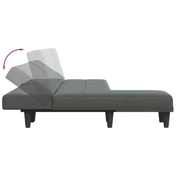 vidaXL Καναπές Κρεβάτι Γωνιακός Σκούρο Γκρι 255x140x70 εκ. Υφασμάτινος