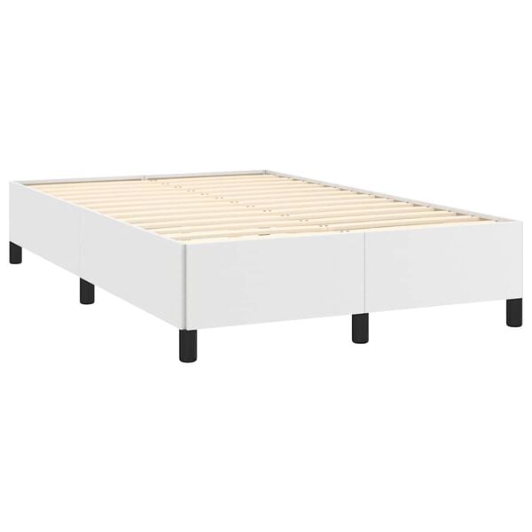 vidaXL Κρεβάτι Boxspring με Στρώμα Λευκό 120x190εκ.από Συνθετικό Δέρμα