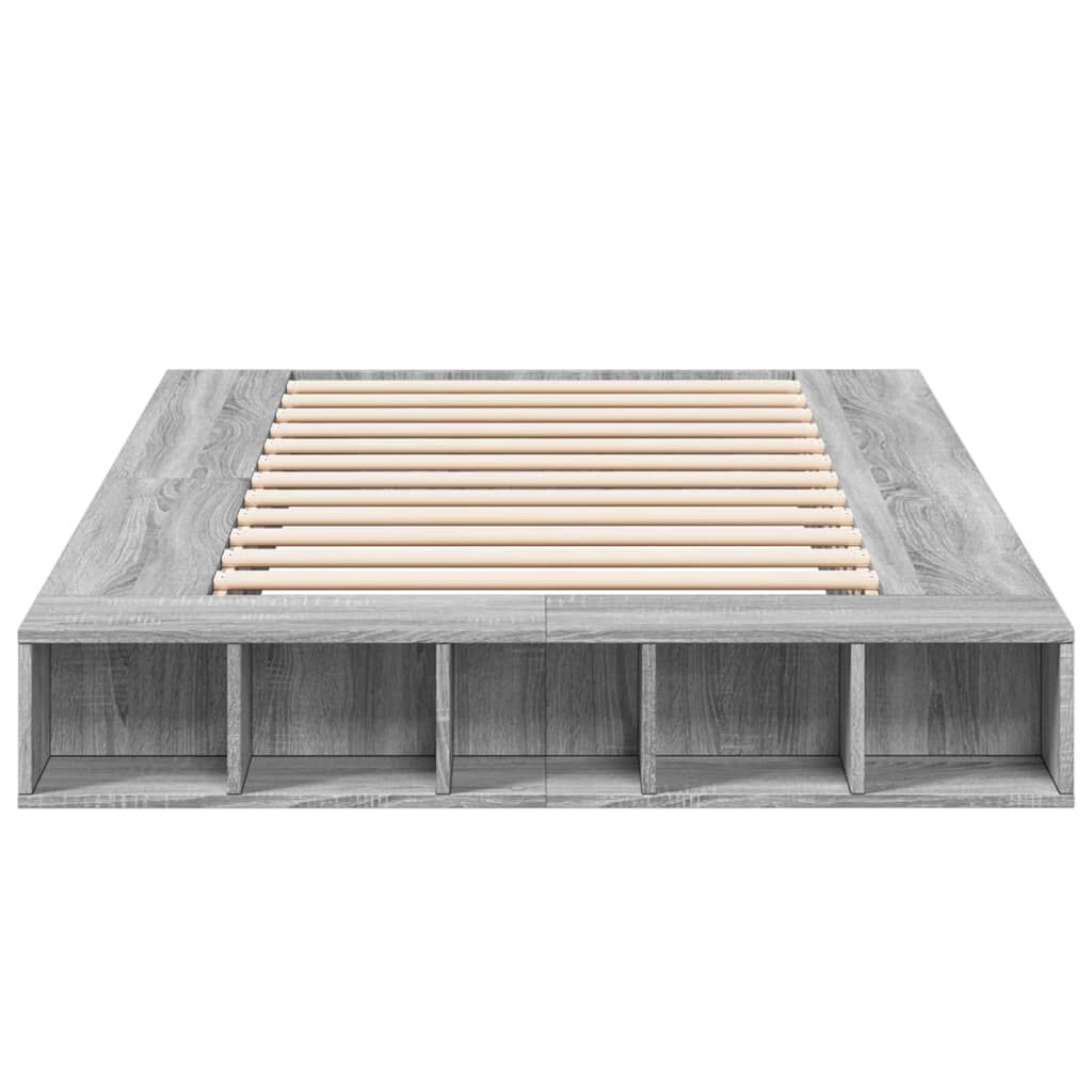 vidaXL Πλαίσιο Κρεβατιού Γκρι Sonoma 135x190 εκ. Επεξεργασμένο Ξύλο