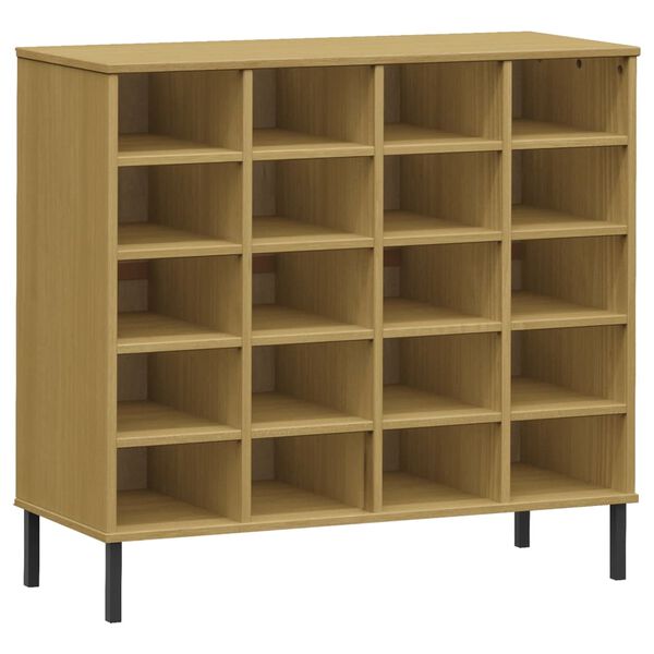 vidaXL Παπουτσοθήκη OSLO Καφέ 95x35x86 εκ. Μασίφ Ξύλο με Μετ. Πόδια