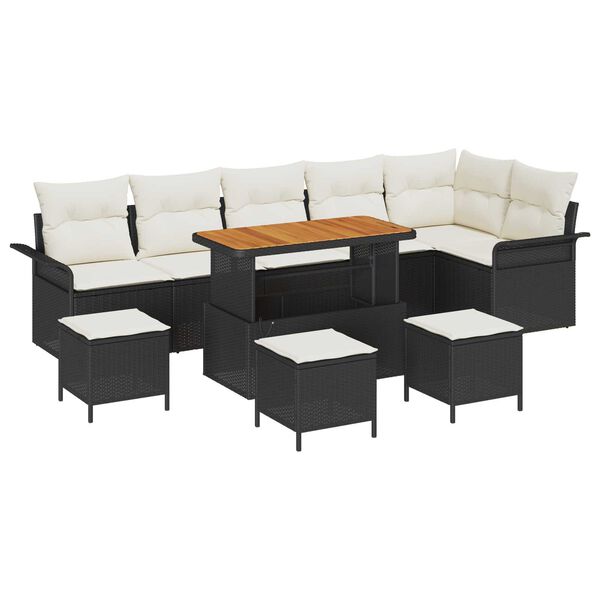 vidaXL Σετ Καναπέ Κήπου 10 pcs Μαύρο και Κρέμα 110 x 55 x 71 εκ