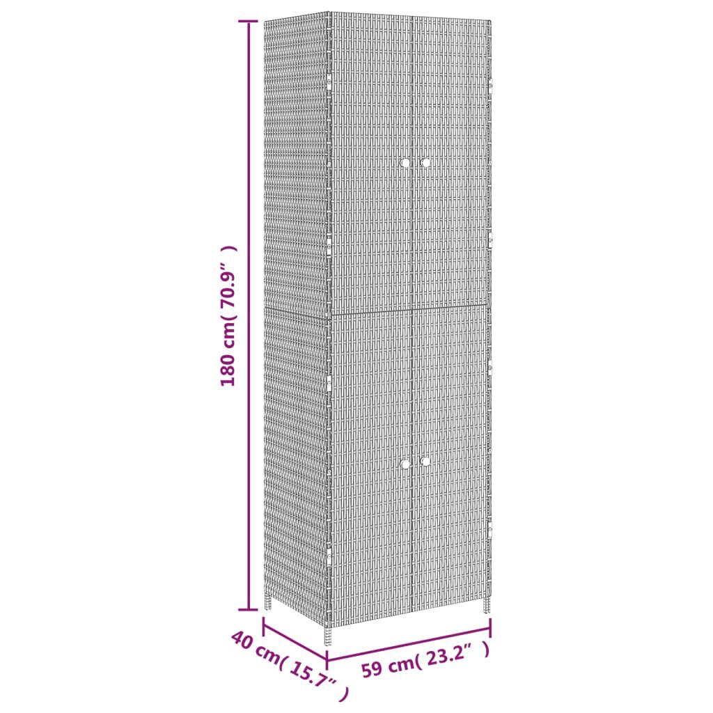 vidaXL Ντουλάπι Αποθήκευσης Κήπου Γκρι 59x40x180 εκ. από Συνθ. Ρατάν