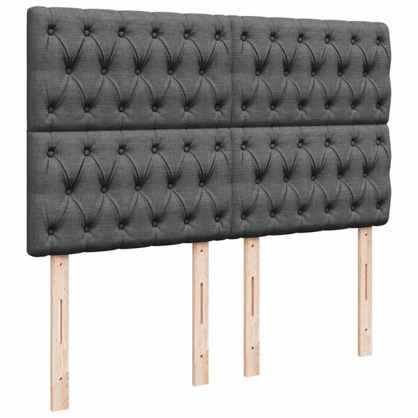 vidaXL Κρεβάτι Boxspring με Στρώμα Σκούρο Γκρι 140x200 εκ Υφασμάτινο