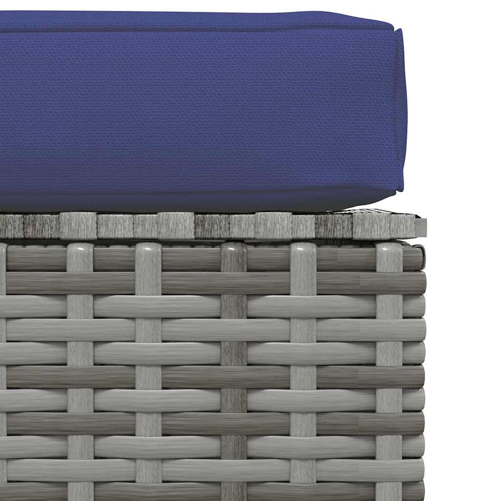vidaXL Υποπόδιο Κήπου Γκρι 70x70x30 εκ. Συνθετικό Ρατάν με Μαξιλάρι