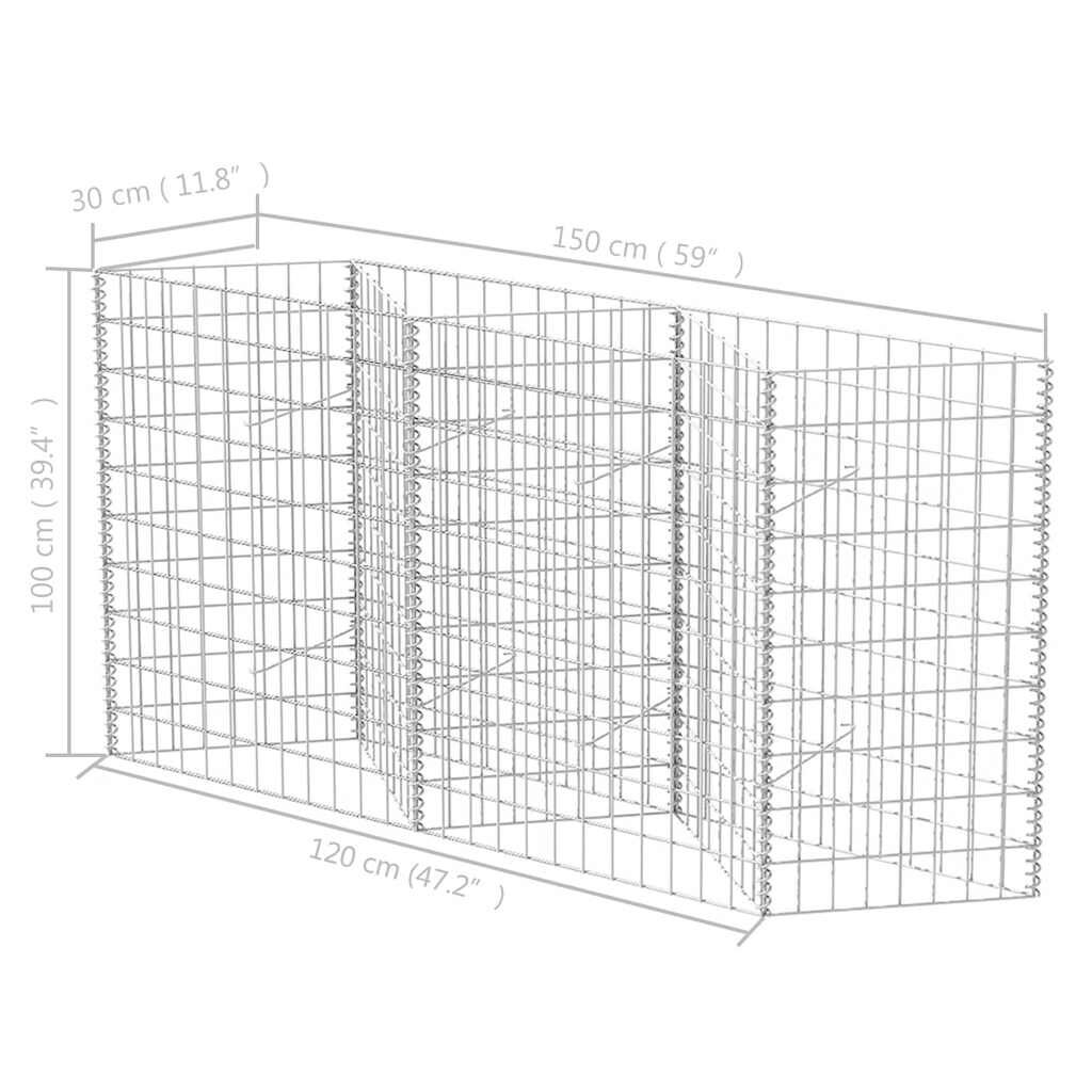 vidaXL Συρματοκιβώτιο 120 x 30 x 100 εκ. από Γαλβανισμένο Χάλυβα
