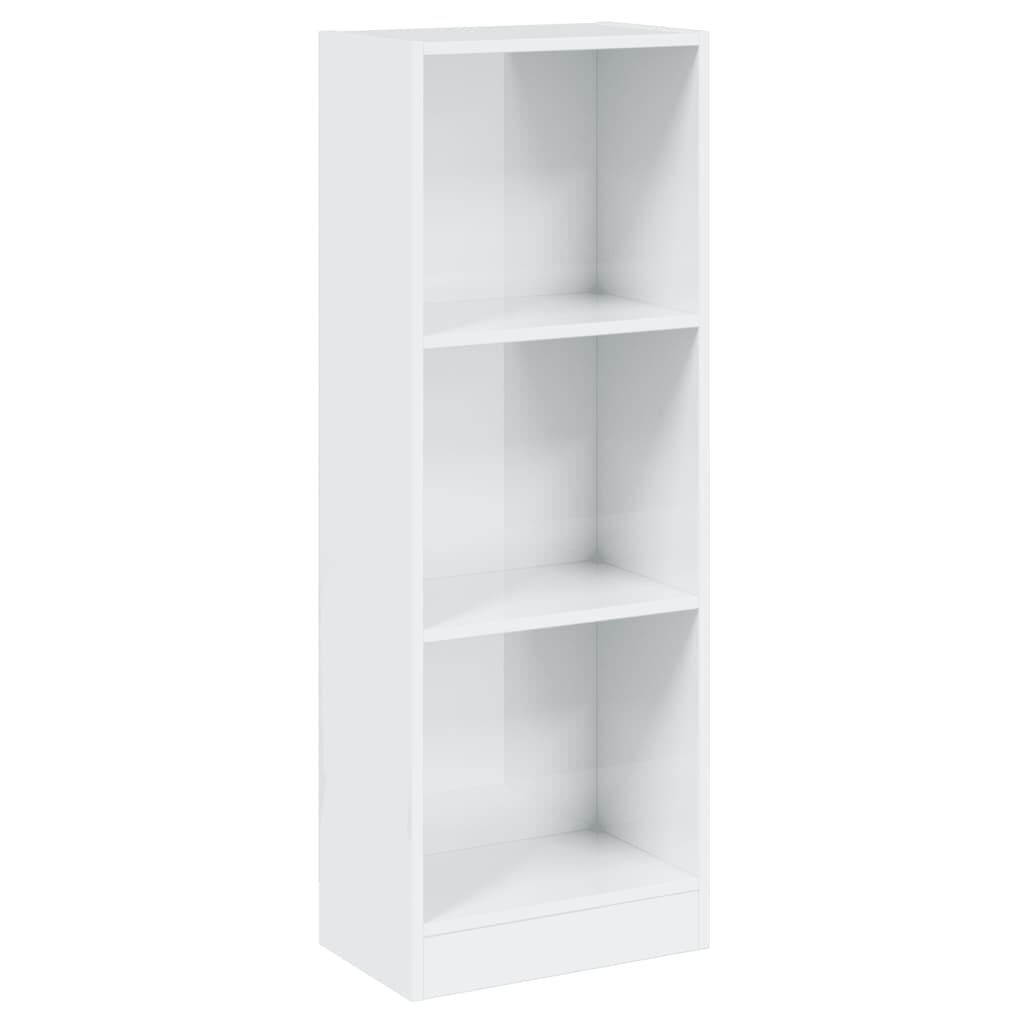 vidaXL Βιβλιοθήκη με 3 Ράφια Γυαλ. Λευκό 40x24x109 εκ. Επεξεργ. Ξύλο