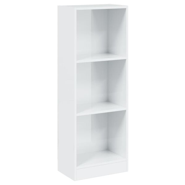 vidaXL Βιβλιοθήκη με 3 Ράφια Γυαλ. Λευκό 40x24x109 εκ. Επεξεργ. Ξύλο