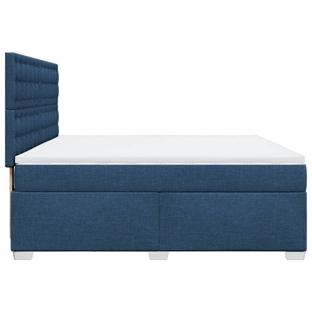 vidaXL Κρεβάτι Boxspring με Στρώμα Μπλε 180x200 εκ. Υφασμάτινο