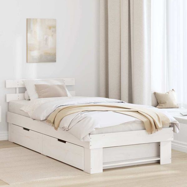vidaXL Σκελετός Κρεβατιού Λευκό 100 x 200 cm Μασίφ ξύλο πεύκου