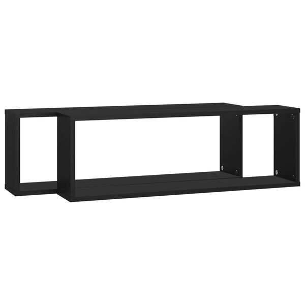 vidaXL Ράφια Κύβοι Τοίχου 2 τεμ. Μαύρα 80 x 15 x 26,5 εκ. Επεξ. Ξύλο