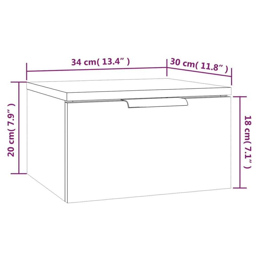 vidaXL Κομοδίνα Γκρι Επιτοίχιο Sonoma 34 x 30 x 20 εκ.