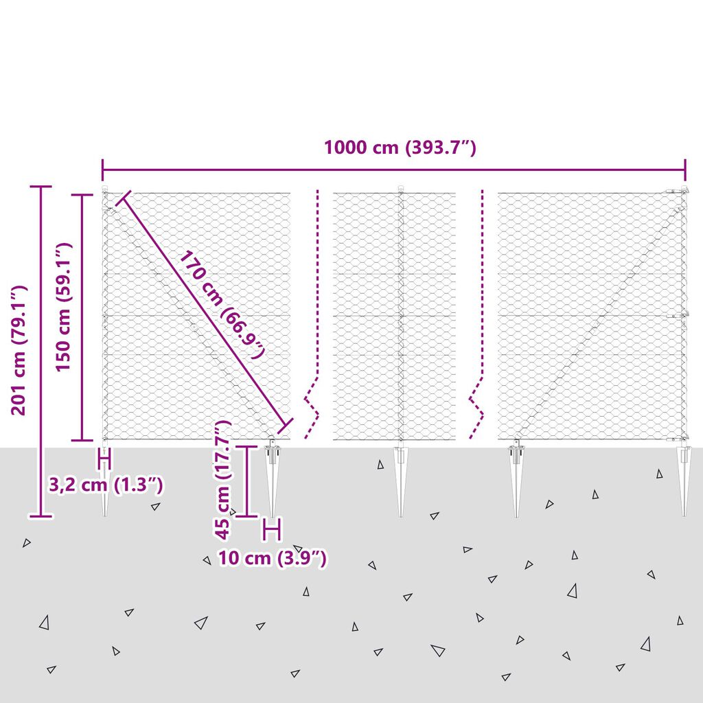 vidaXL Πεντάγωνη Περίφραξη Πράσινη 1,5x10 μ. Ατσάλι