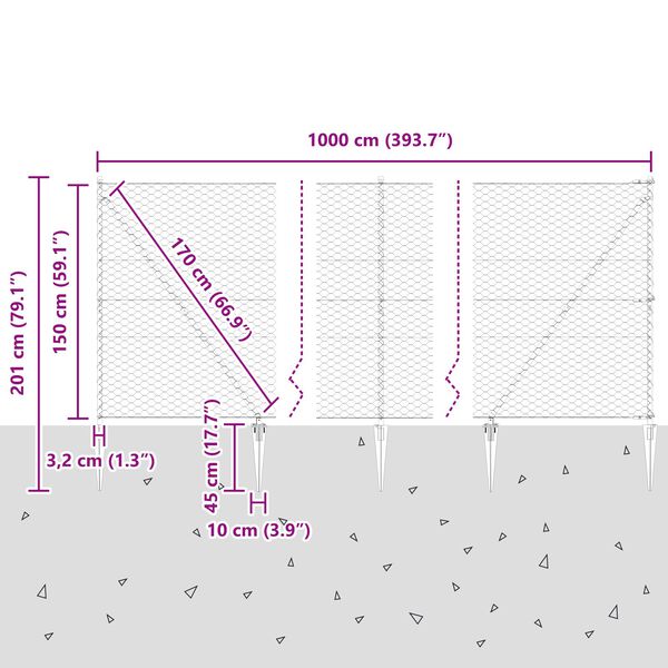 vidaXL Πεντάγωνη Περίφραξη Πράσινη 1,5x10 μ. Ατσάλι