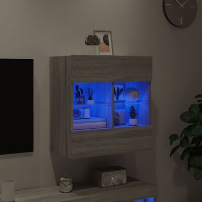 vidaXL Έπιπλο Τοίχου Τηλεόρασης με LED Γκρι Sonoma 58,5x30x60,5 εκ.