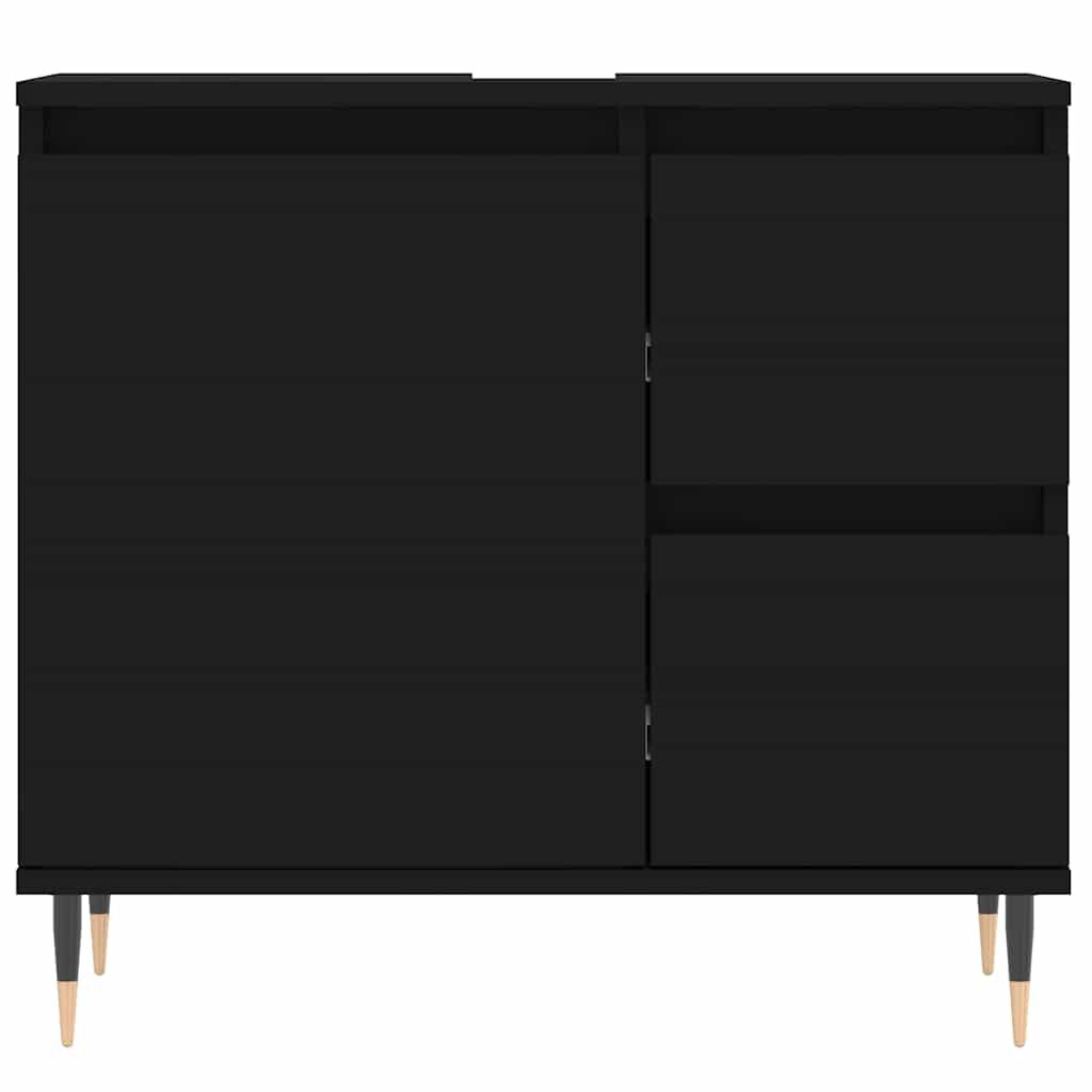 vidaXL Ντουλάπι Μπάνιου Μαύρο 65x33x60 εκ. Επεξεργασμένο Ξύλο