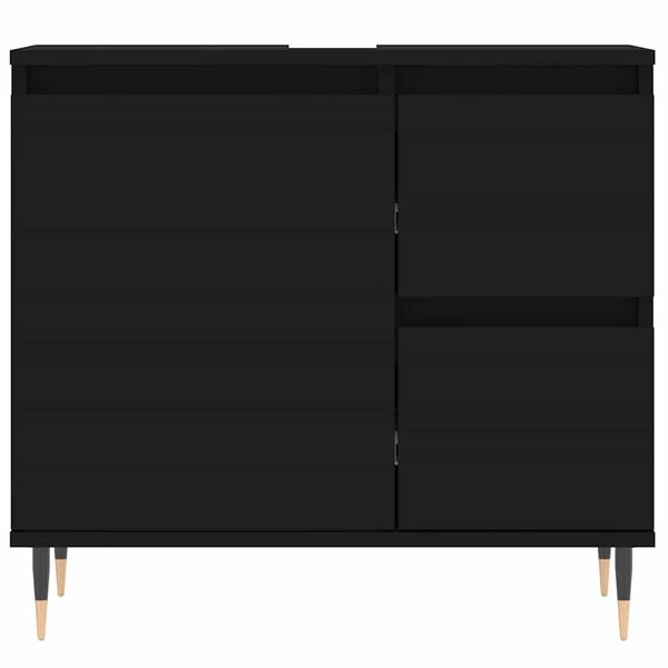 vidaXL Ντουλάπι Μπάνιου Μαύρο 65x33x60 εκ. Επεξεργασμένο Ξύλο