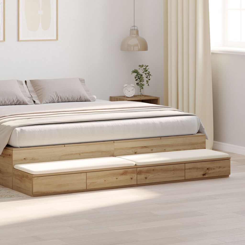 vidaXL Συρτάρια Κρεβατιού από τεχνητό δρυ, 180x36,5x16,5 εκ, επεξεργασμένο ξύλο