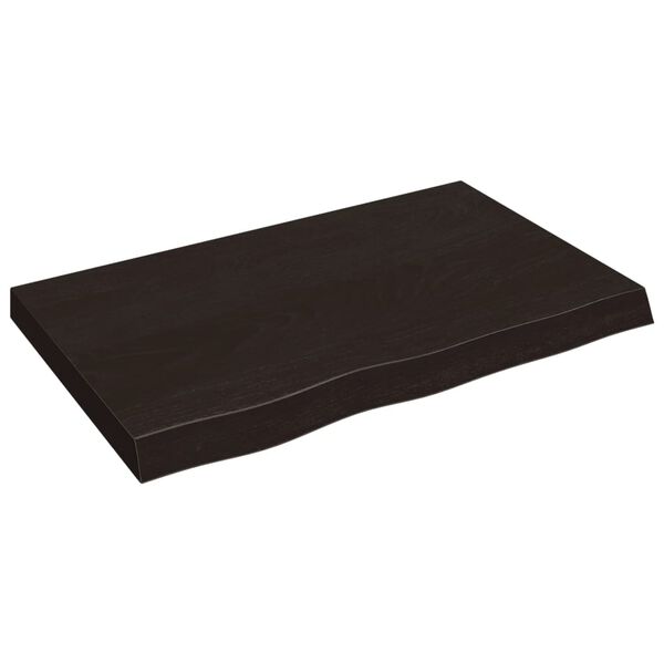 vidaXL Επιφάνεια Τραπεζιού Σκούρο Καφέ 80x50x(2-6) εκ Επεξ. Μασίφ Δρυς
