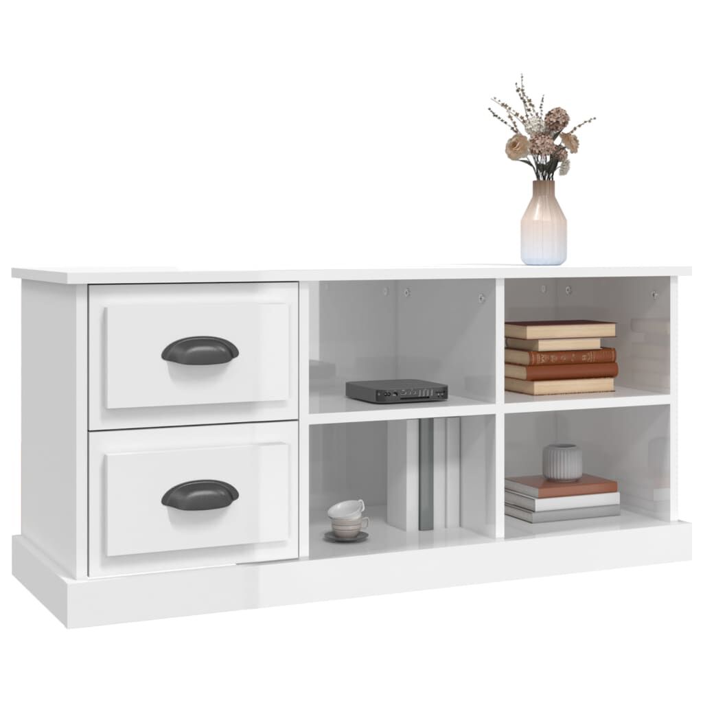 vidaXL Έπιπλο Τηλεόρασης Γυαλ. Λευκό 102x35,5x47,5 εκ. Επεξεργ. Ξύλο