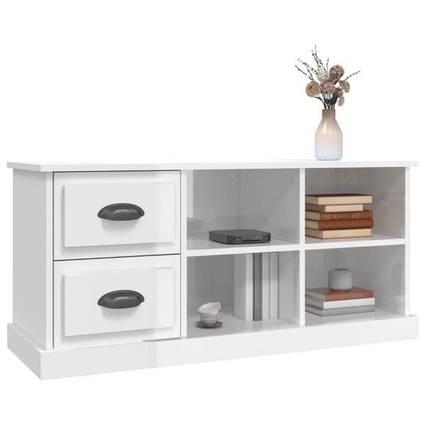 vidaXL Έπιπλο Τηλεόρασης Γυαλ. Λευκό 102x35,5x47,5 εκ. Επεξεργ. Ξύλο
