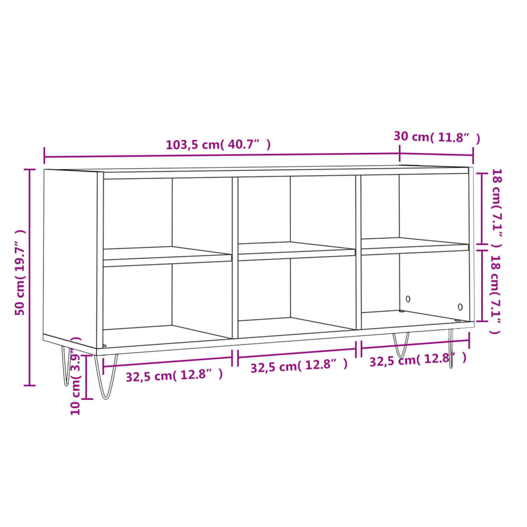 vidaXL Έπιπλο Τηλεόρασης Γκρι Sonoma 103,5 x 30 x 50 εκ. Επεξεργ. Ξύλο