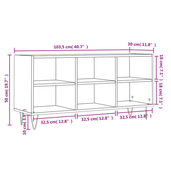 vidaXL Έπιπλο Τηλεόρασης Γκρι Sonoma 103,5 x 30 x 50 εκ. Επεξεργ. Ξύλο