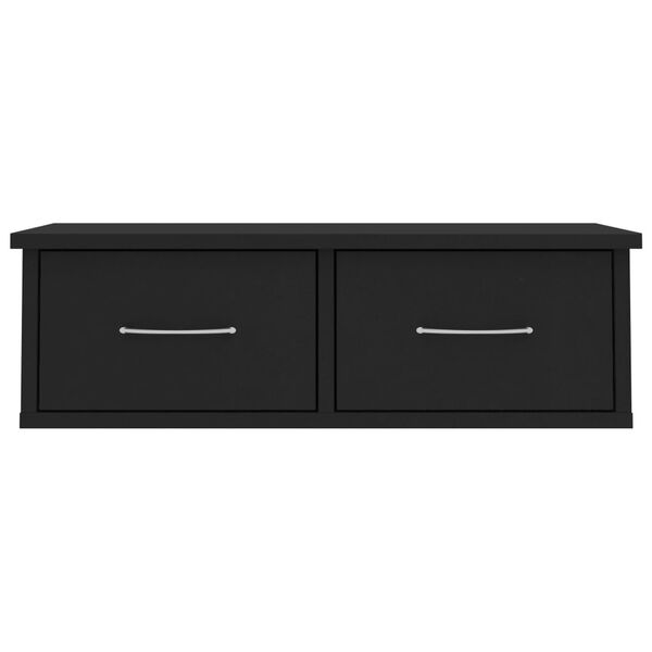vidaXL Ράφι Τοίχου με Συρτάρια Μαύρο 60 x 26 x 18,5 εκ. από Επεξ. Ξύλο