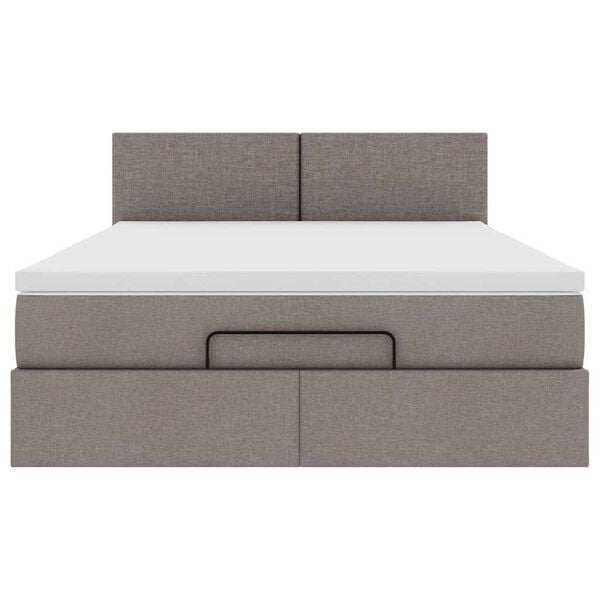 vidaXL Οθωμανικό κρεβάτι με στρώμα & LEDs Taupe 140x200 cm Ύφασμα