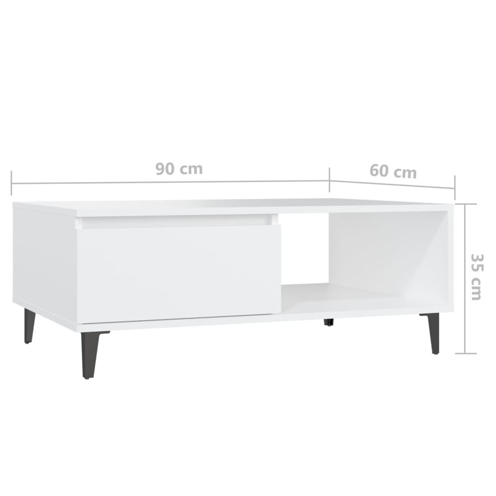 vidaXL Τραπεζάκι Σαλονιού Λευκό 90 x 60 x 35 εκ. από Μοριοσανίδα