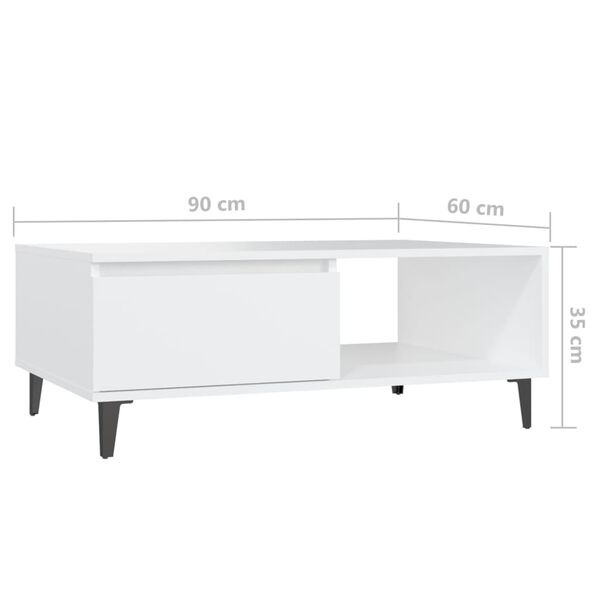 vidaXL Τραπεζάκι Σαλονιού Λευκό 90 x 60 x 35 εκ. από Μοριοσανίδα
