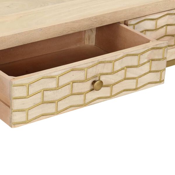 vidaXL Τραπέζι Κονσόλα Χρυσό 90 x 30 x 75 εκ. από Μασίφ Ξύλο Μάνγκο
