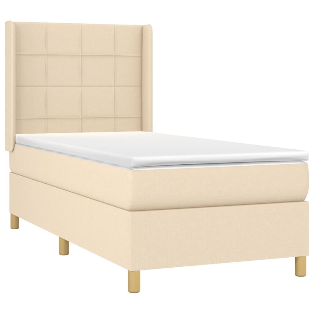 vidaXL Κρεβάτι Boxspring με Στρώμα Κρεμ 80 x 200 εκ. Υφασμάτινο
