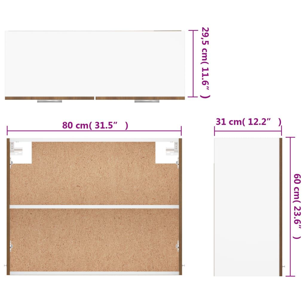 vidaXL Ντουλάπι Κρεμαστό Lyon Καφέ Δρυς 80x31x60εκ. Επεξεργασμένο Ξύλο