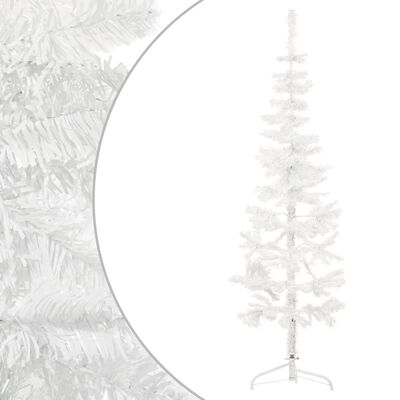 vidaXL Χριστουγεν. Δέντρο Slim Τεχνητό Μισό με Βάση Λευκό 150 εκ.