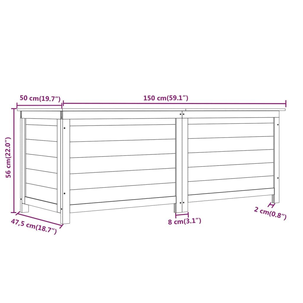 vidaXL Κουτί Μαξιλαριών Εξ. Χώρου Ανθρακί 150x50x56 εκ. Μασίφ Ελάτη