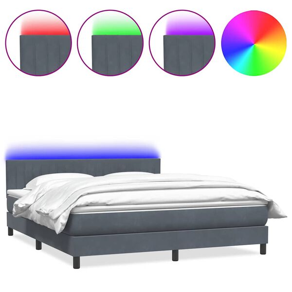 vidaXL &Kappa;&rho;&epsilon;&beta;ά&tau;&iota; Boxspring &mu;&epsilon; &Sigma;&tau;&rho;ώ&mu;&alpha; & LED &Sigma;&kappa;&omicron;ύ&rho;&omicron; &Gamma;&kappa;&rho;&iota; 180x210 &epsilon;&kappa;. &Beta;&epsilon;&lambda;&omicron;ύ&delta;&iota;&nu;&omicron;