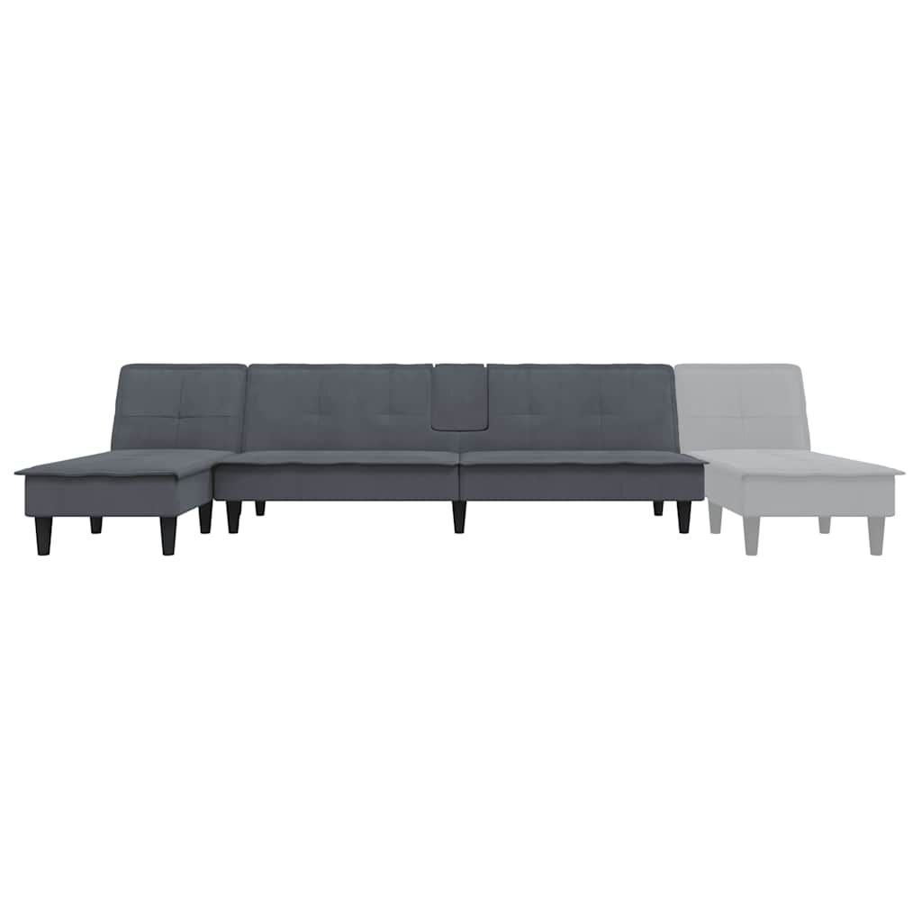 vidaXL Καναπές Κρεβάτι Γωνιακός Σκ. Γκρι 255 x 140 x 70 εκ. Βελούδινος