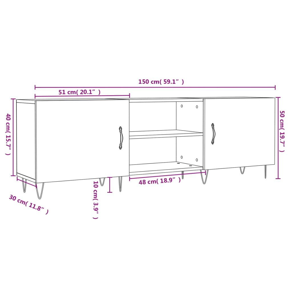 vidaXL Έπιπλο Τηλεόρασης Γκρι Σκυροδέματος 150x30x50 εκ. Επεξ. Ξύλο