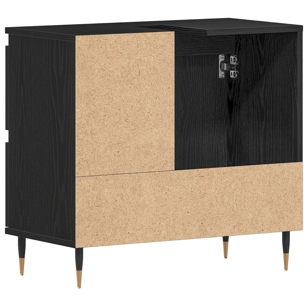 vidaXL Νιπτήρας Μπάνιου Μαύρο Δρυς 65x33x60 εκ Επεξεργασμένο ξύλο